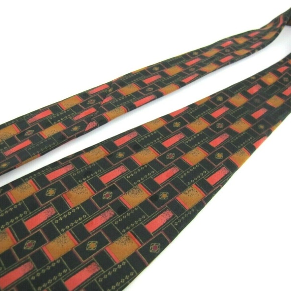 BRIONI Tie Copper Orange Black Geometric / Luxury - Picture 6 of 8
